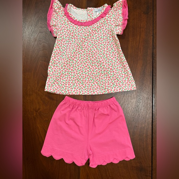 ISHTEX Pink/White Floral Girl's short set NWT size 24m/2Y - Picture 13 of 14